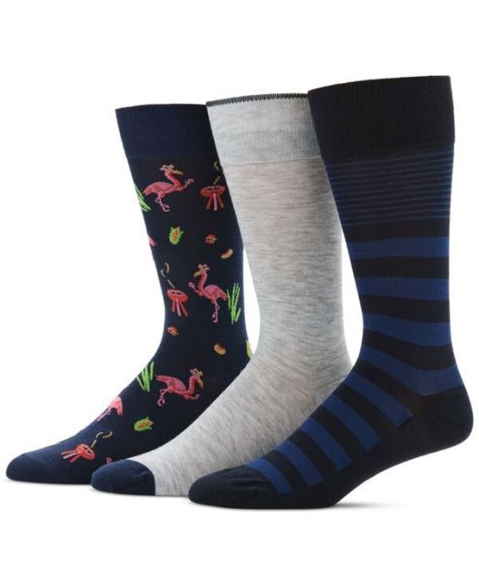 送料無料 ペリーエリス メンズ 靴下 アンダーウェア Men s 3pk. Mixed Patterned Socks FLAMINGO CHEF
