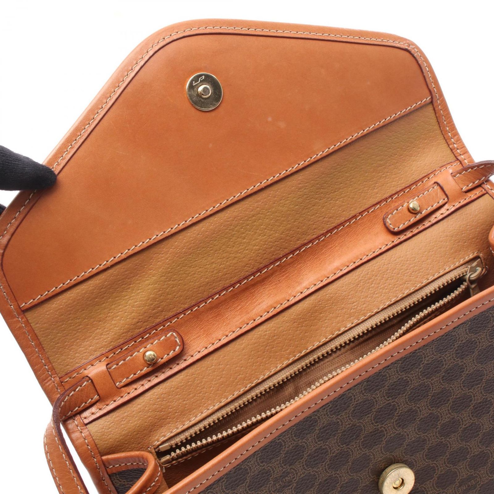 美品 セリーヌ キャンバス ショルダーバッグ Cマカダム ジャッキー ブラウン セリーヌ CELINE ショルダーバッグ マカダム ブラウン