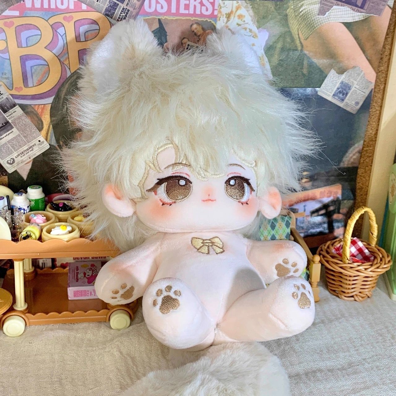 着せ替えぬいぐるみ 20cm ロングヘア スケルトン(骨)入り 無属性　紫陽花 20CM 本体 しっぽ スケルトン 骨 黒髪 ぬいぐるみ 無属性 着せ