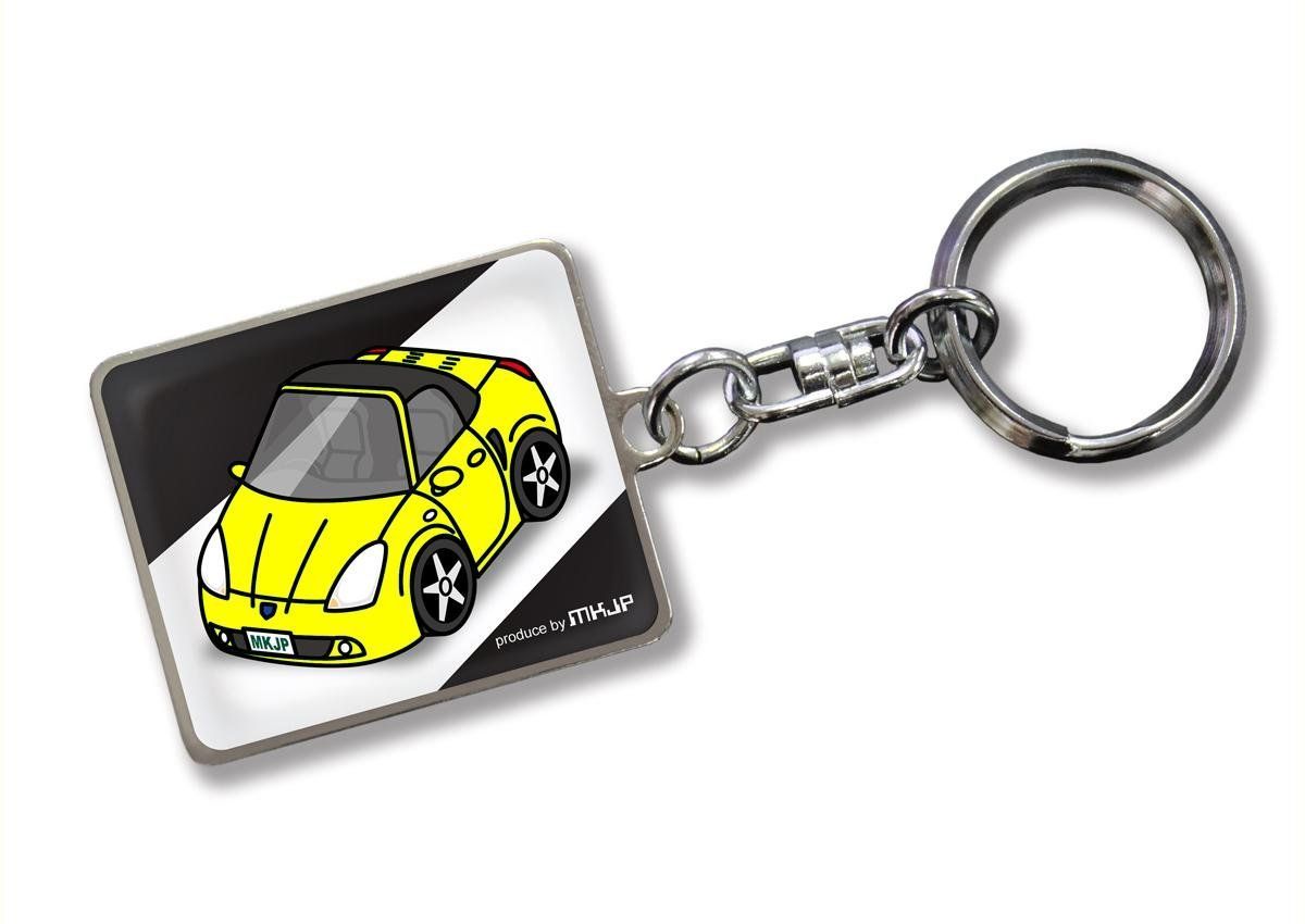 ベース：ブラック 車カラー：イエロー [MKJP] カスタムキーホルダー MR-S ZZW30 ベース：ブラック 車カラー：イエロー