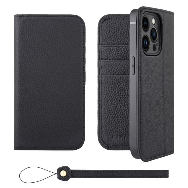 HANATORA] iPhone14 Pro ケース 手帳型 本革 シュリンクカーフレザー