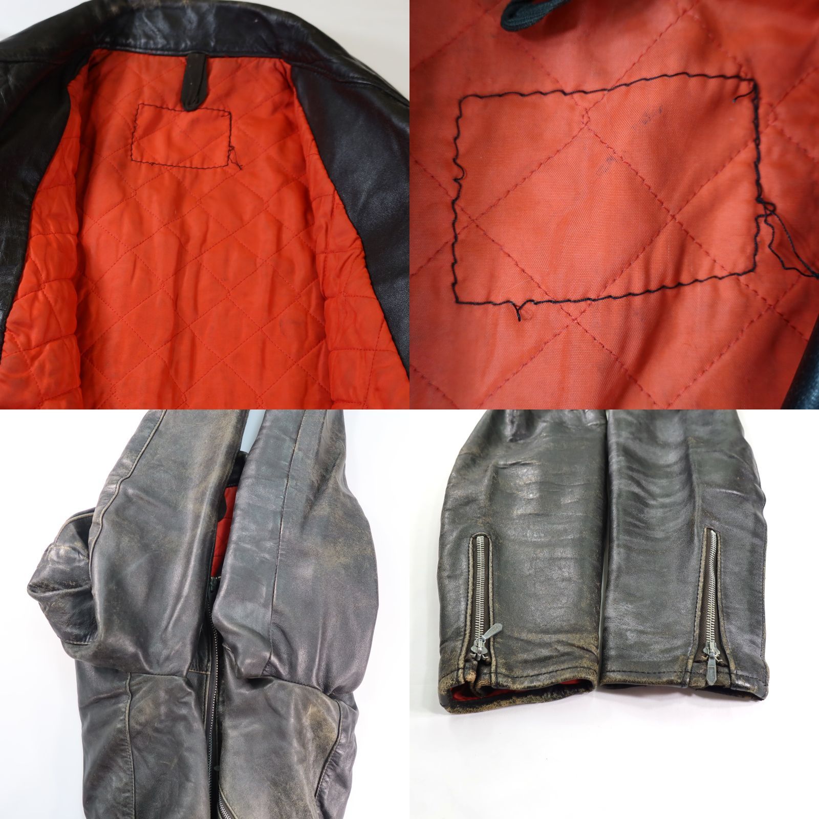 レア希少70s☆Lesco LEATHER レザーシングルライダースジャケットアメカジバイカーレッドウィング