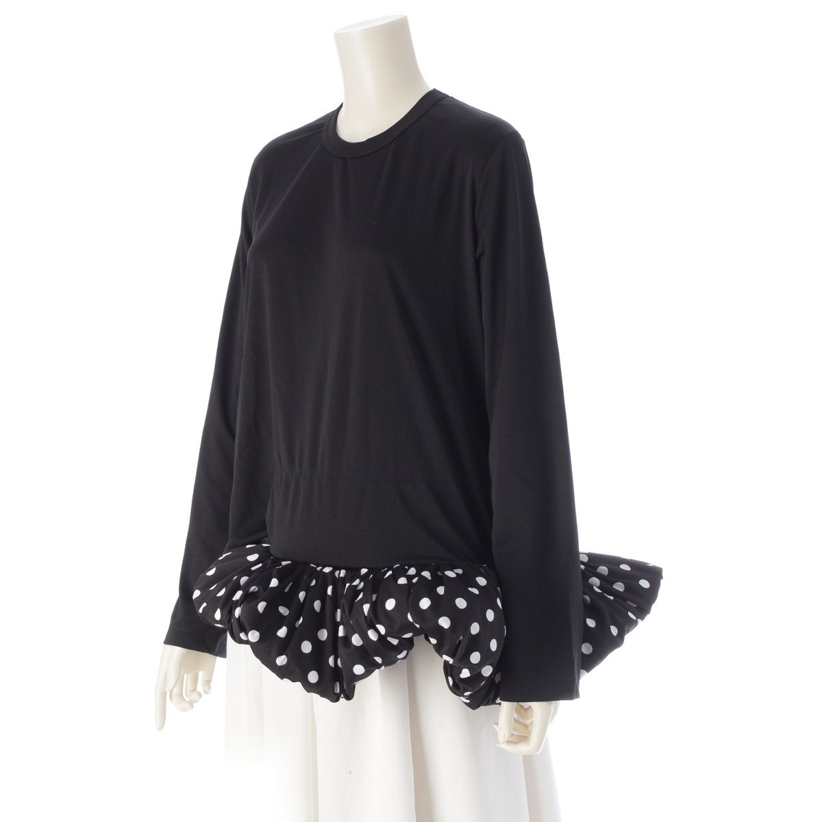 コムデギャルソン AD 2021 ドット柄 裾 ドッキング デザイン カットソー トップス GH-T 017 ブラック L