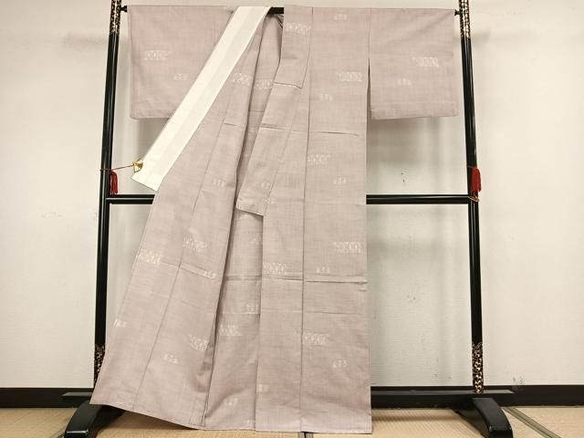 平和屋着物▽上質な紬 単衣 麻の葉文様 正絹 逸品 AAAZ9300fy