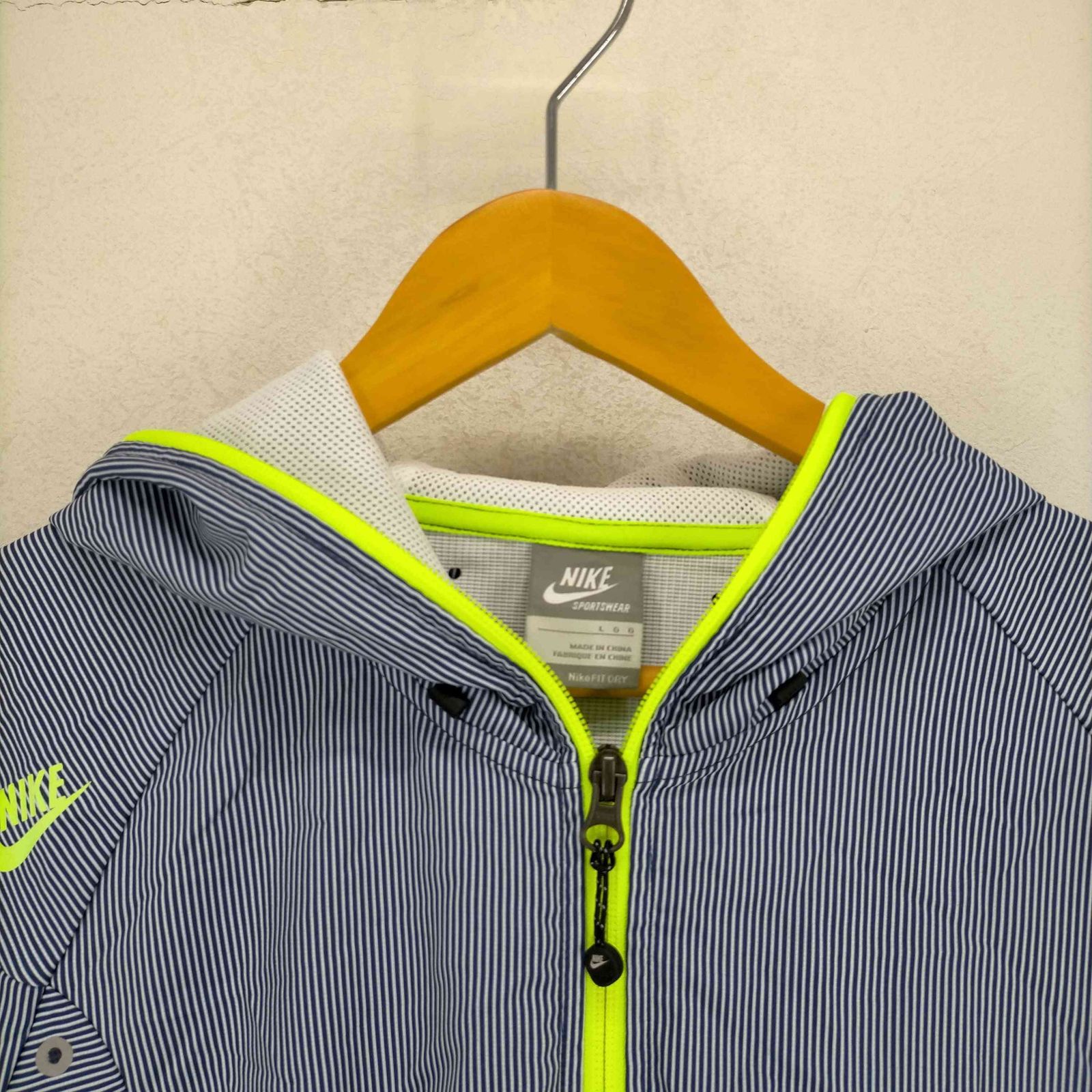 NIKE ジップパーカー L ポリエステル 蛍光グリーン 00s NIKE ナイキ 蛍光色 パーカー ブルゾン ネオンカラー ネオン