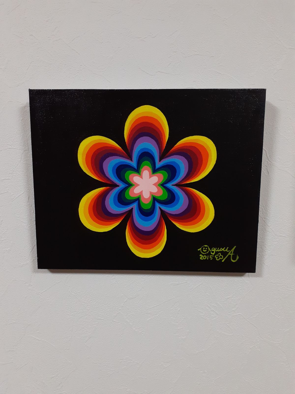 ハッピーあっぷるちゃん 油絵 画家 小楠アキコ作品 20×20cm