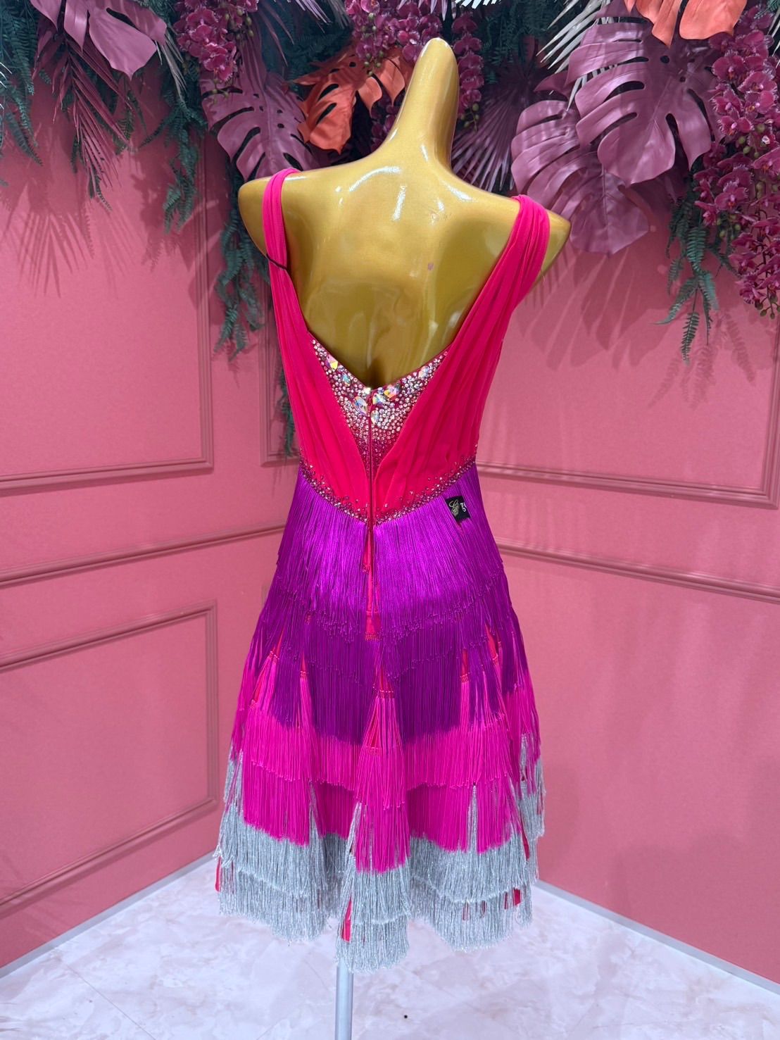 gentil ピンク 社交ダンスドレス　Lサイズ 社交ダンス gentil ジャンティ ラテンドレス ピンク サイズL gentil