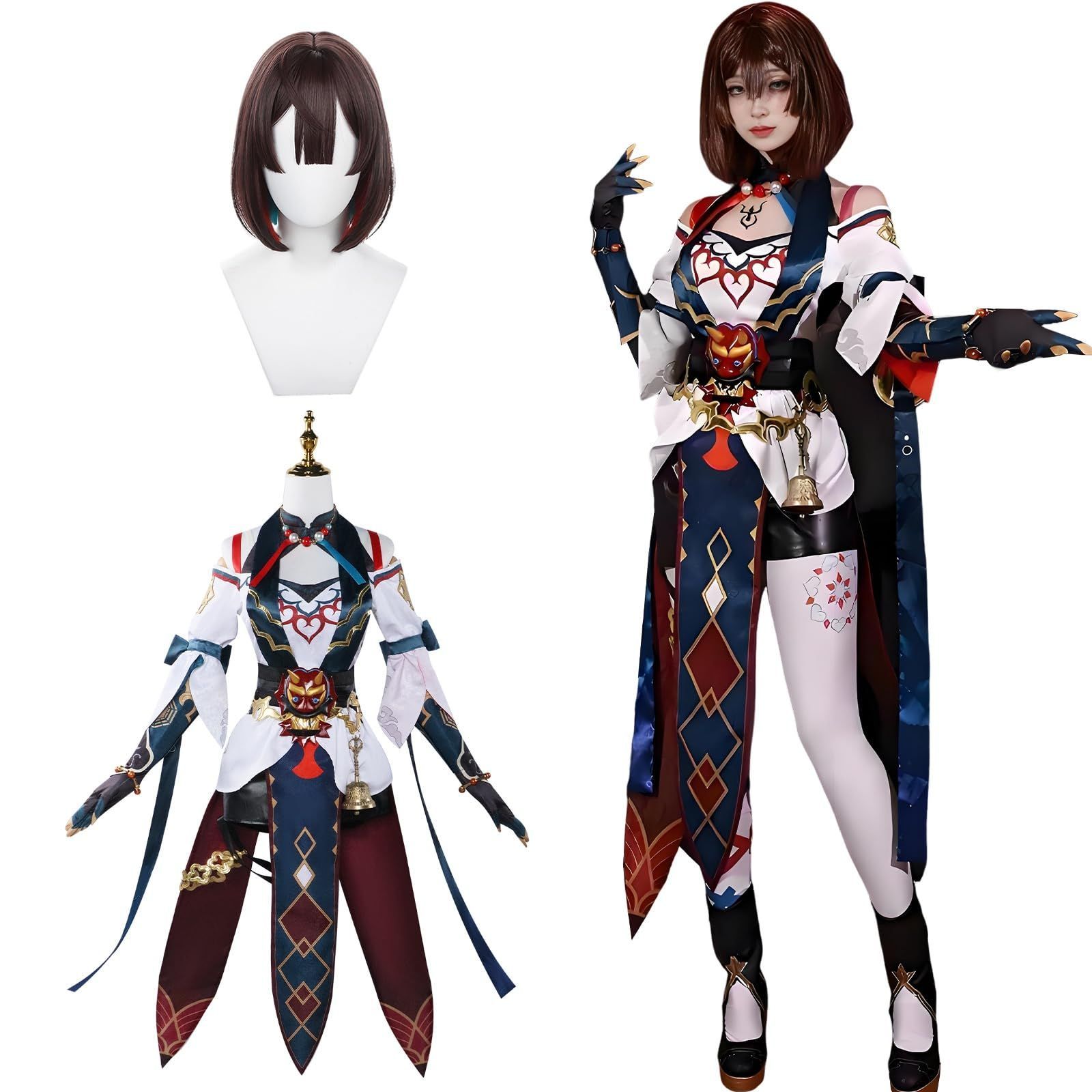 Color:雪衣 ウィッグ付き_Size:L [神併良品] 雪衣 コスプレ ウィッグ 