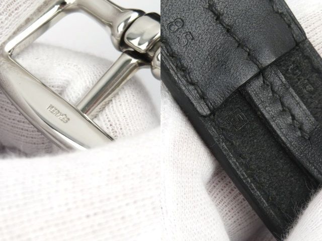 □美品□ エルメス ベルト エトリヴィエール ブラック カーフ □F刻  