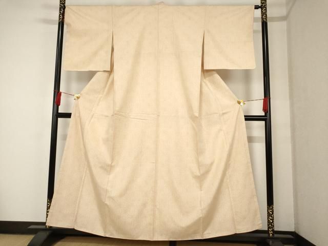 平和屋着物▽上質な紬 　単衣　エ霞麻の葉文様　正絹　逸品　未使用　CAAV8956gh 平和屋着物▽上質な紬 単衣 エ霞麻の葉文様 正絹 逸品 未