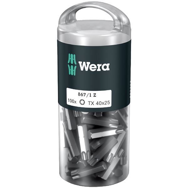 WERA ヴェラ 100本入 トルクスネジ用 ドライバービット 差込6.35mm 刃先サイズTX40 全長25mm 072452 工具 作業工具 ツール DIY