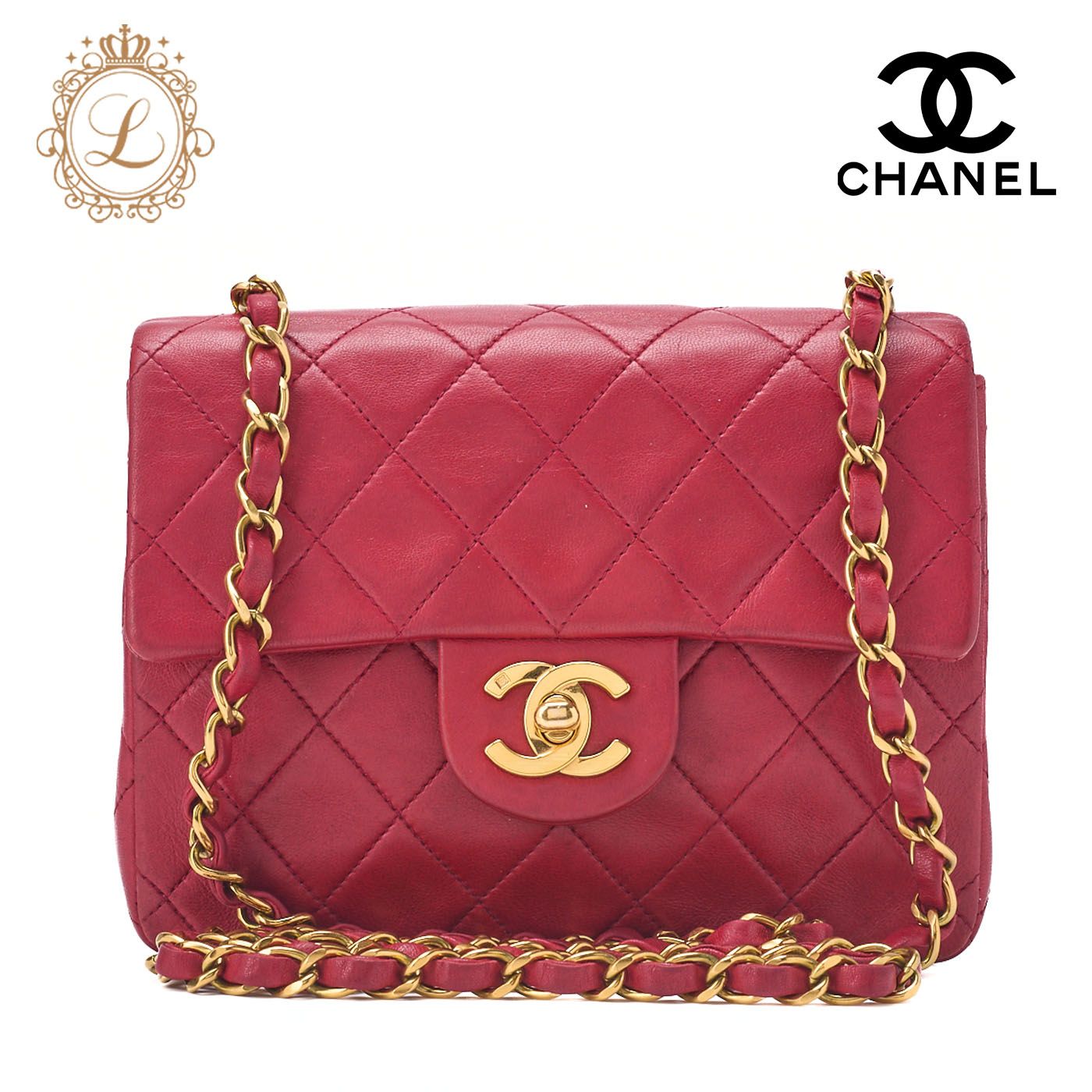 CHANEL シャネル ショルダーバッグ ミニマトラッセ 18cm ラムスキン 赤 