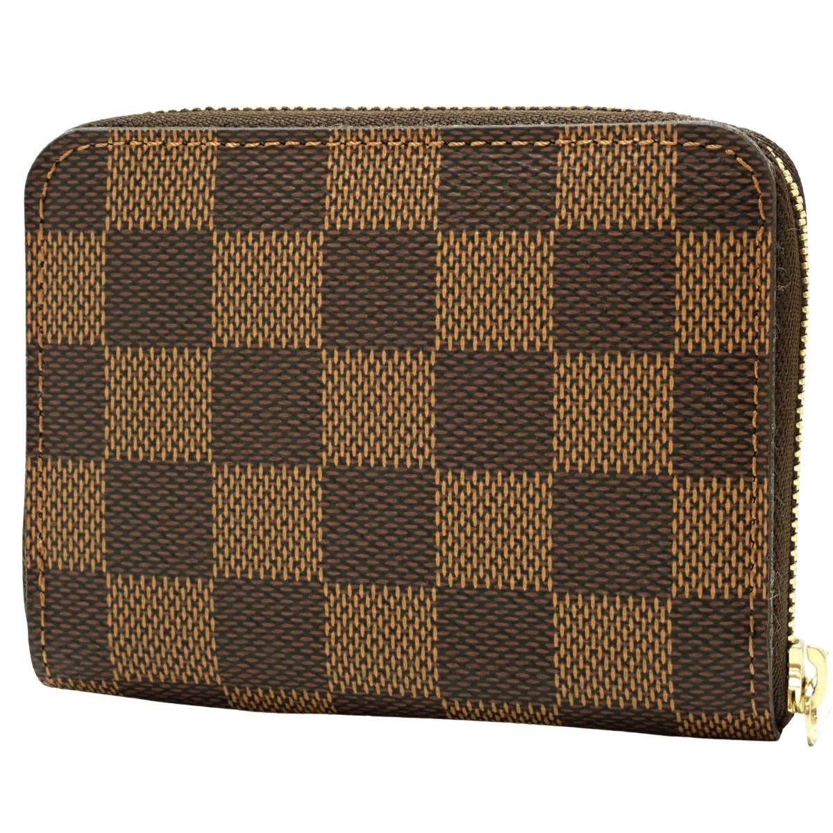 LOUIS VUITTON ルイ ヴィトン ダミエ エベヌ ジッピー コインパース コインケース ミニウォレット カードケース ラウンドファスナー ジップアラウンド ブラウン茶 ゴールド金具 N63070 40802160027 アラモード