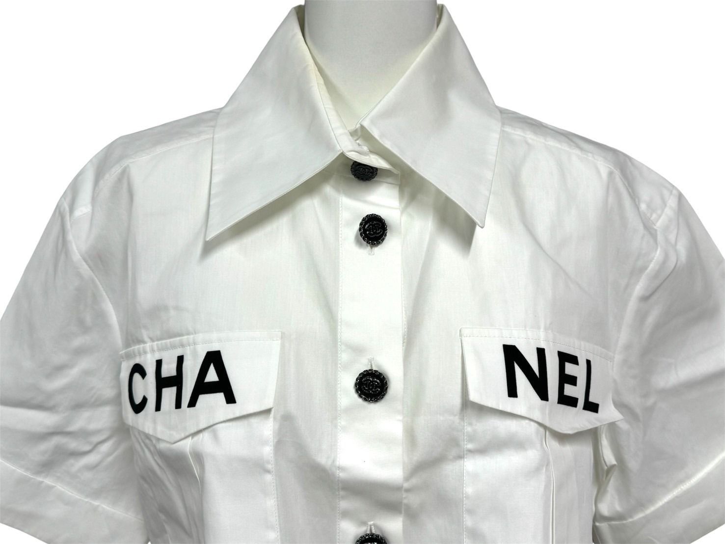 CHANEL シャネル 半袖シャツ ココボタン ショート丈 ロゴ