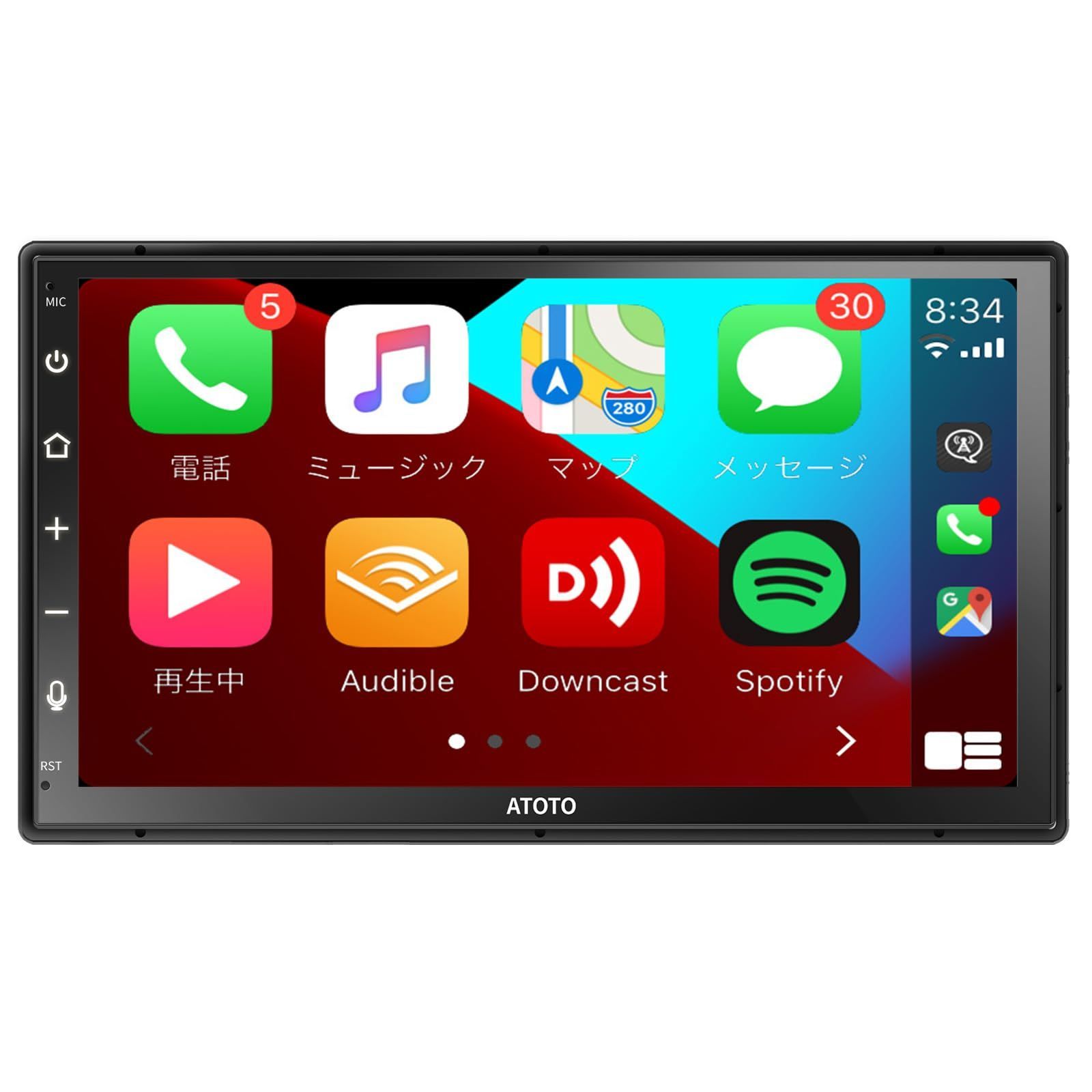 ワイヤレス、Bluetooth5.3対応、MirrorLink、HDライブリアビュー、USBビデオ＆オーディオ、音声コントロール、F7G2B7WE Auto ワイヤレスCarPlay、Android と 7インチタッチパネルオーディオ一体型ナビ、2DI