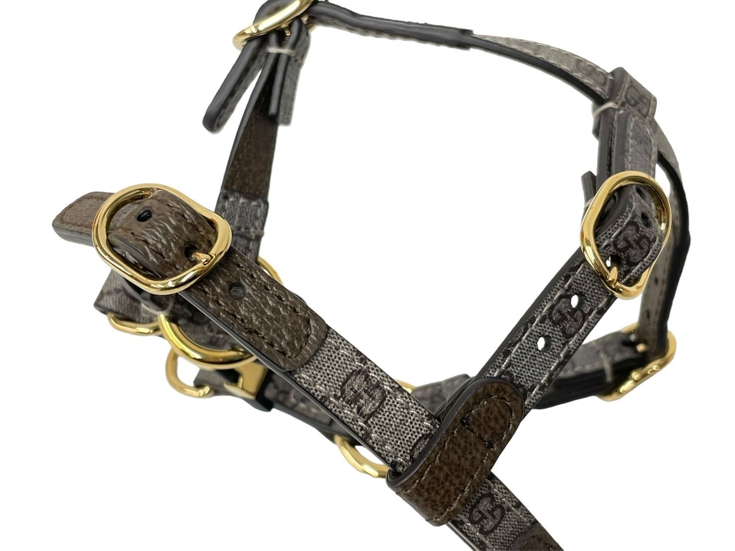 新品】GUCCI ブラックレザー ハーネス ゴールド金具XS