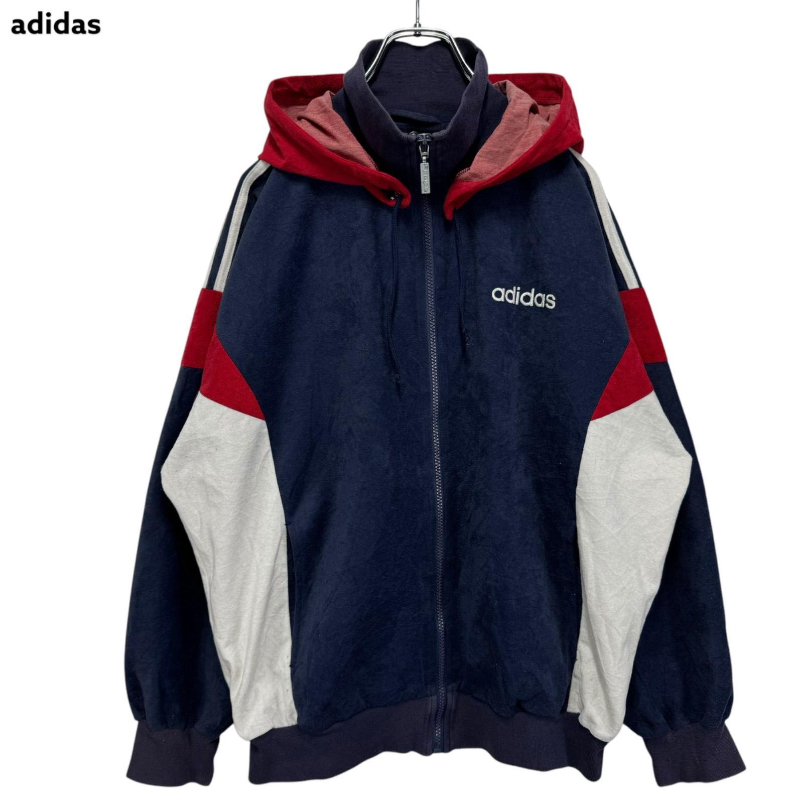ヴィンテージadidas ジップアップジャケット クリーム/ネイビー珍しい 