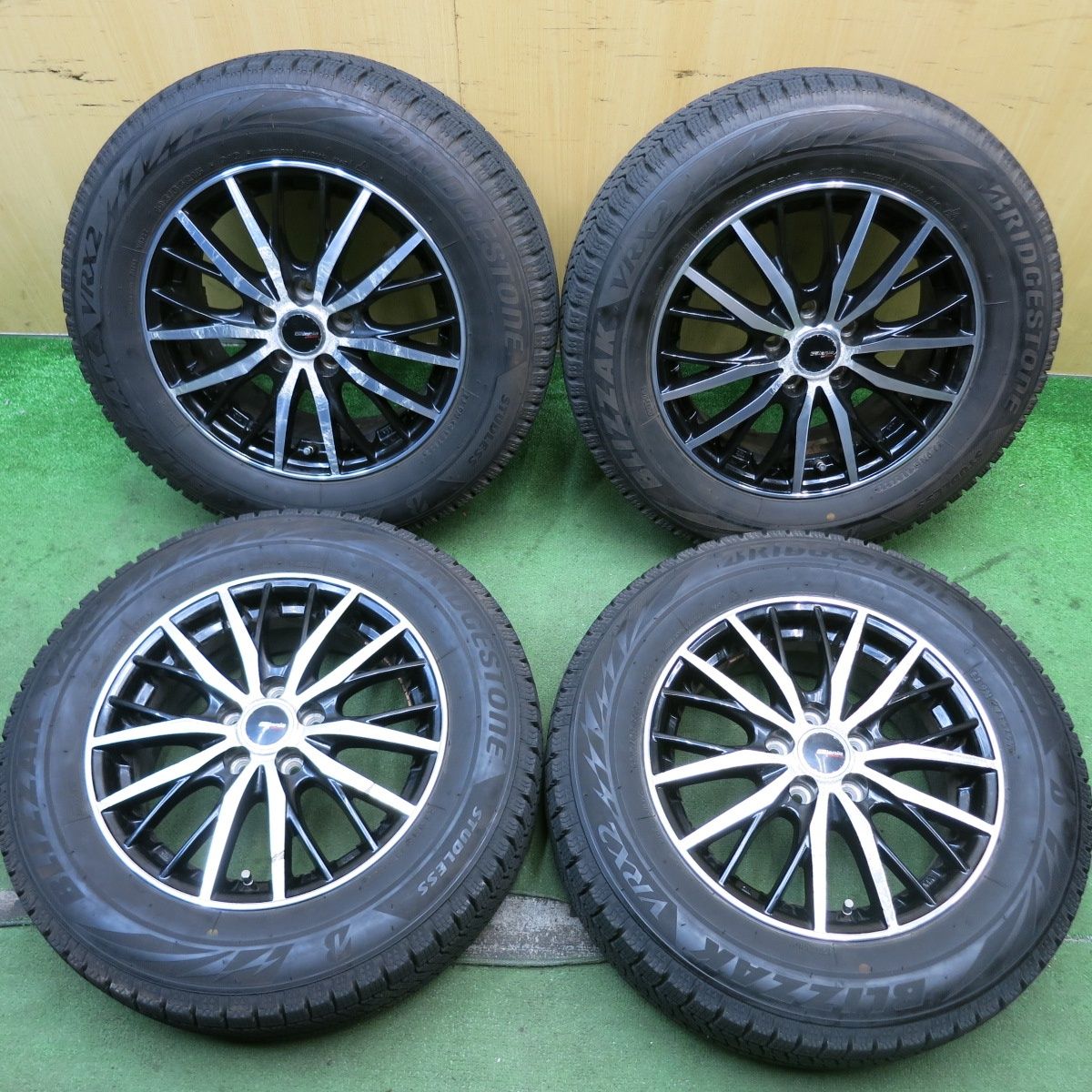 バリ溝 22年 9.5分 プリウス 等 195 65R15 スタッドレス ブリヂストン ブリザック VRX2 Galeria GM01 ガレリア 15インチ PCD100 5H 5090402HAス