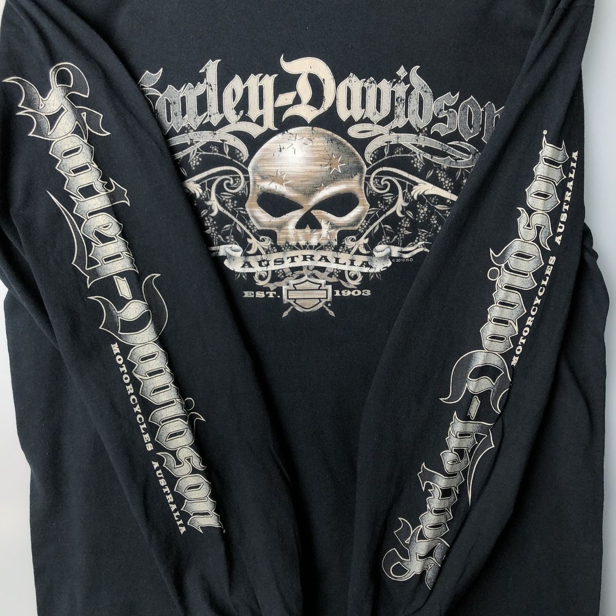 古着 ハーレーダビッドソン Harley-Davidson ドクロ柄 スカル柄 ロング