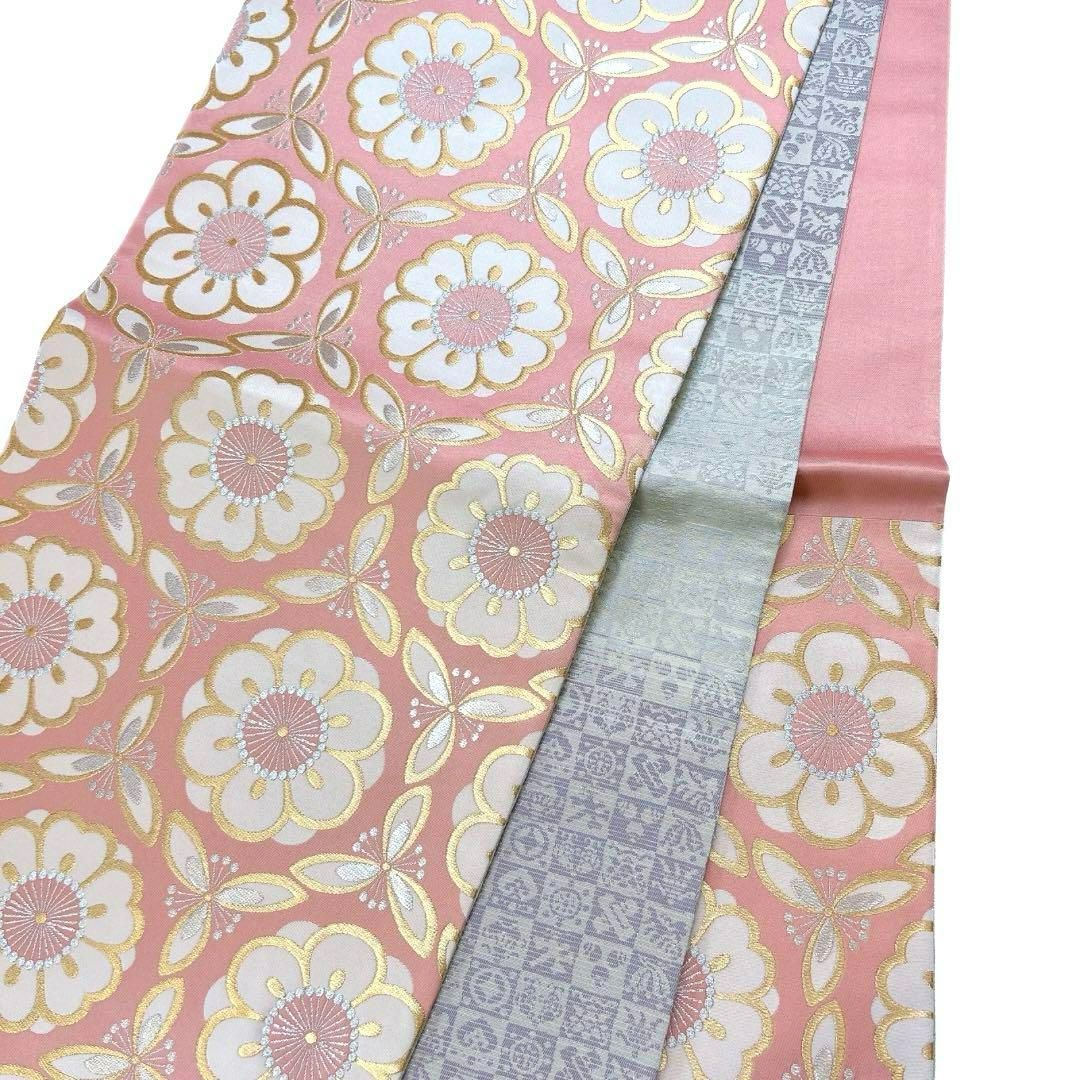 未着用 袋帯 リバーシブル 八重桜 八重梅 金糸 銀糸 着物 065w d 未着用 袋帯 リバーシブル 八重桜 八重梅 金糸 銀糸 着物 065w d