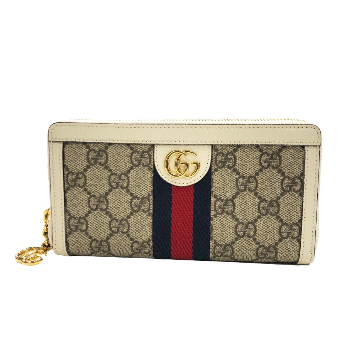 中古】 GUCCI グッチ オフィディア ウェブ ストライプ ウォレット