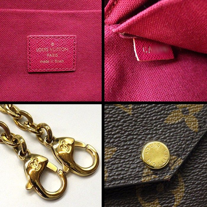 ルイ・ヴィトン Louis Vuitton ショルダーバッグ ポシェット フェリシー 2019年製 M81896 ブラウン フューシャ モノグラムキャンバス 【中古】 ルイヴィトン ショルダーバッグ ポシェット・フェリシー モノグラム