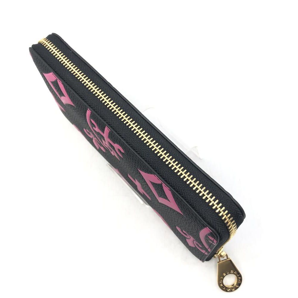 中古】CASTELBAJAC ラウンドファスナー長財布 ブラック ピンク