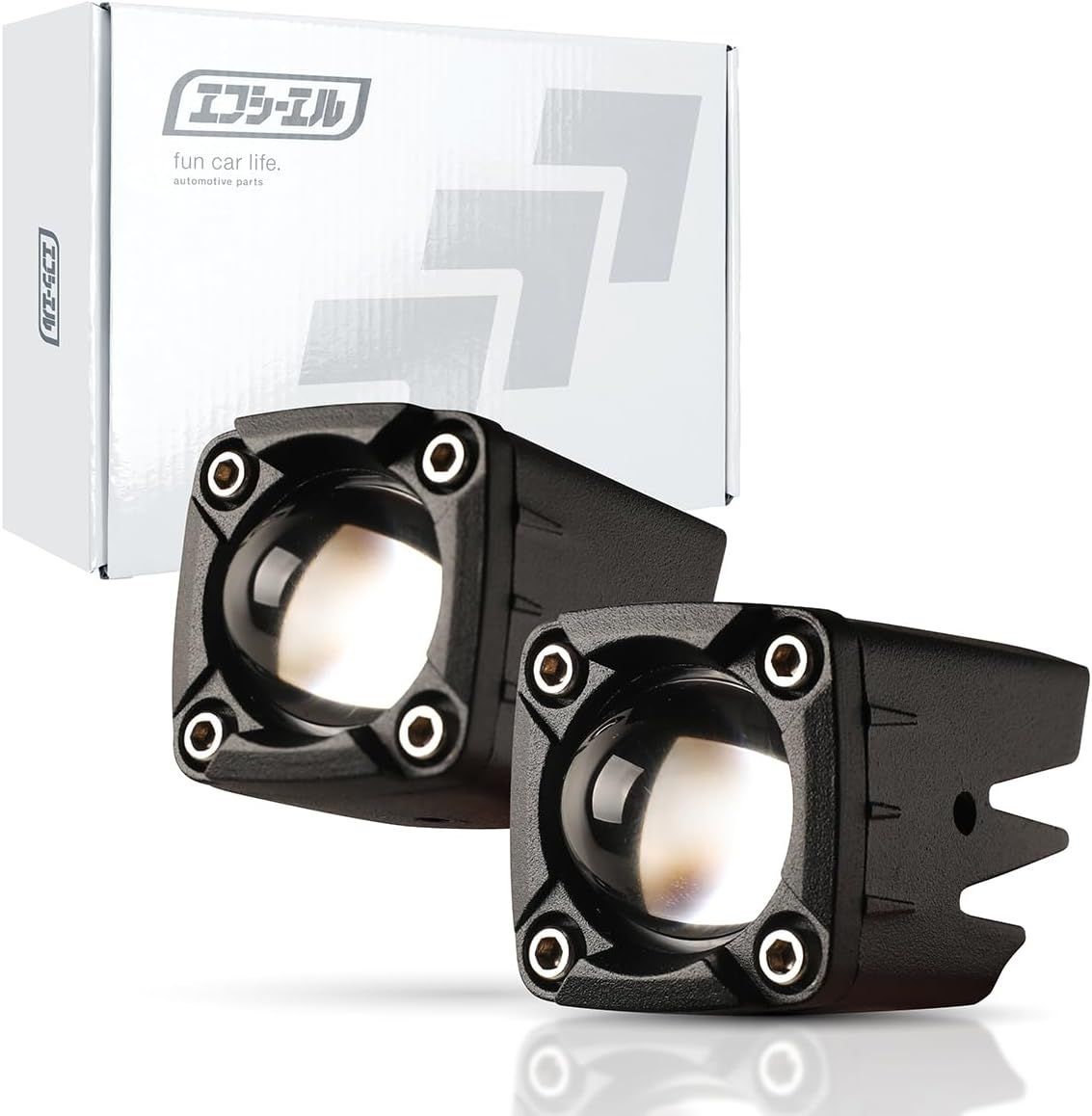 fcl.(エフシーエル) バイク フォグランプ LED 2色切り替え ホワイト イエロー 常時点灯 補助灯 車外灯 小型 前照灯 作業灯 高輝度 防水 汎用 スイッチ付き 2個セット