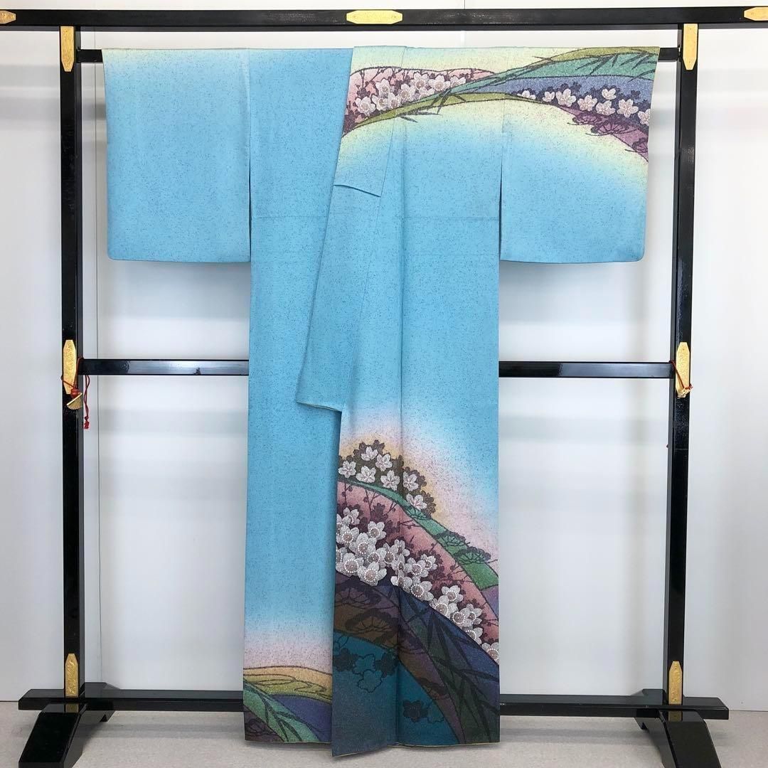 付下げ 作家物 叩き染 枝葉模様 暈し丁子茶色 K-4473 付下げ 作家物 叩き染 枝葉模様 暈し丁子茶色 K-4473