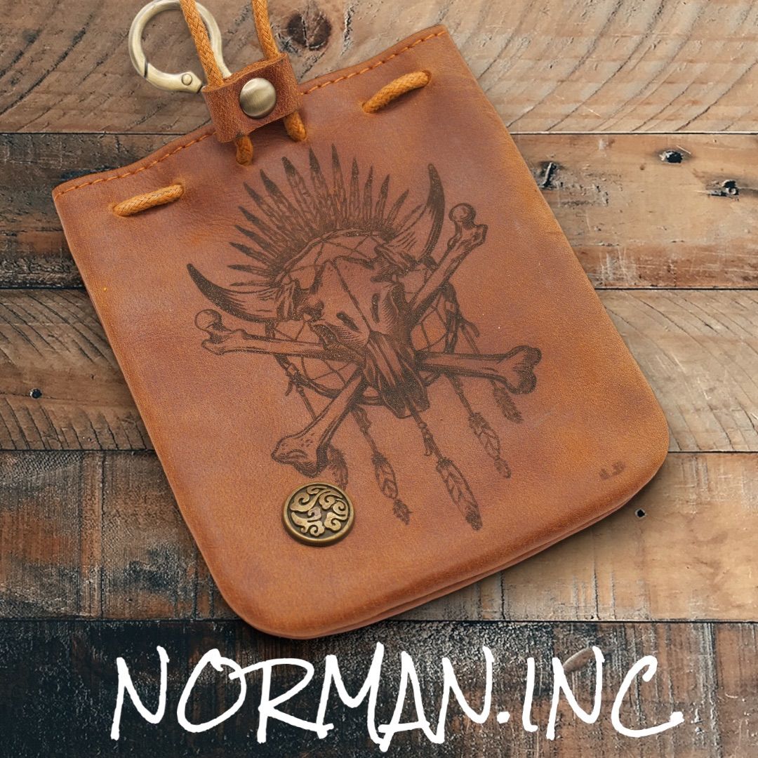 牛革 レザー ポーチ 小物入れ 巾着 バイク タバコケース ミニ