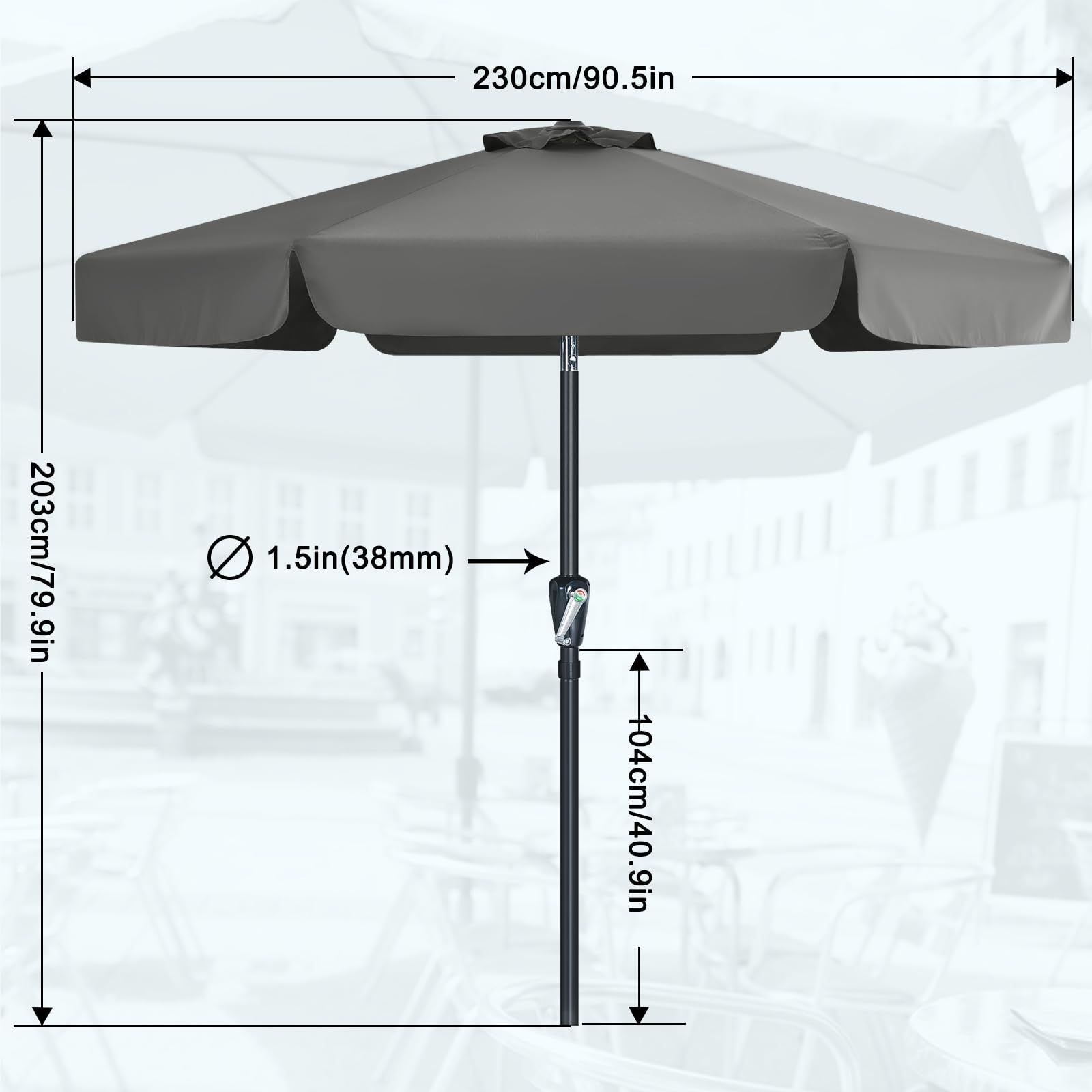 マスターキャノピー（MASTERCANOPY） アルミ製 スカラップ付きガーデンパラソル (約)直径230cm / 270cm ×高さ203cm /  235cm チルト機能付/クランク開閉 アウトドア用 商用 - メルカリ