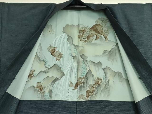 平和屋着物□極上 男性 本場大島紬 アンサンブル 長羽織 100亀甲 総