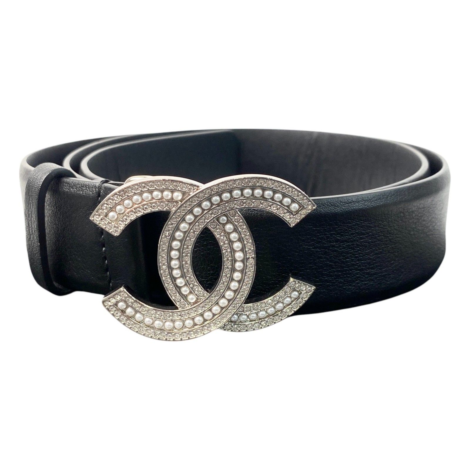 未使用 シャネルCHANEL B24 ココマーク ベルト 75 黒 レザー