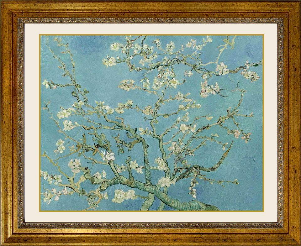 ゴッホ 花咲くアーモンドの枝 複製画 キャンバス地にジクレー 額付き 絵画 洋画 風景画 ポスト印象派 風景画 誕生祝い サン レミ時代 ゴッホ美術館 オランダ 所蔵