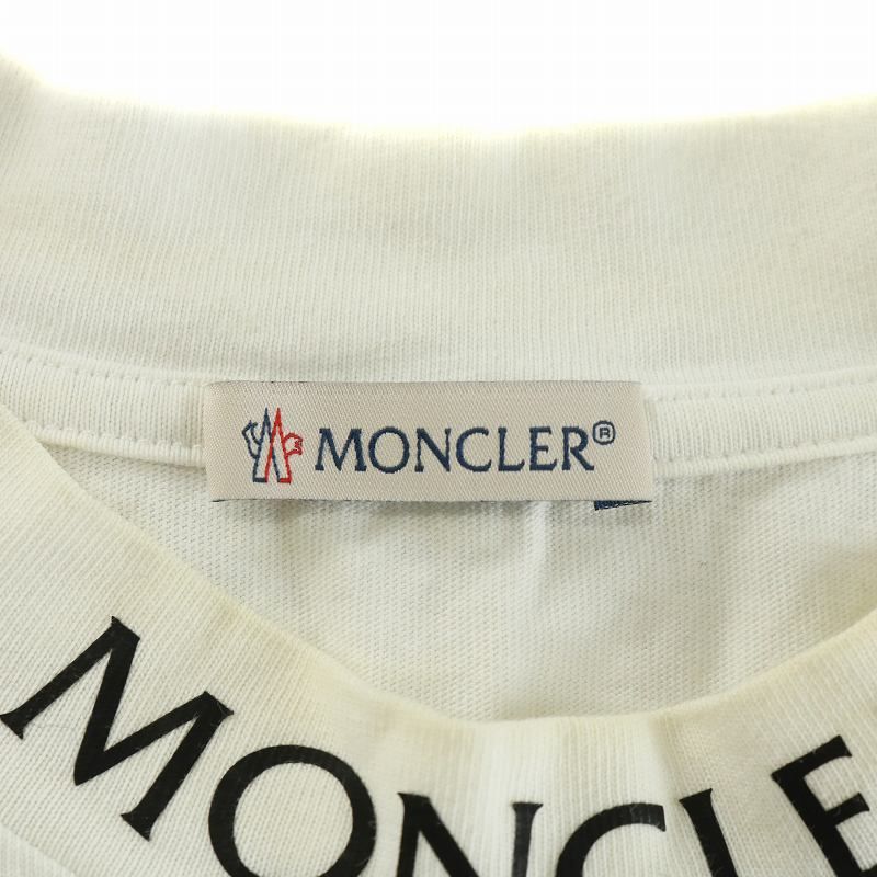 【極美品】 MONCLER モンクレールダブルワッペン半袖Tシャツ 白S MONCLER (モンクレール) ダブルワッペン クルーネック 半袖 T