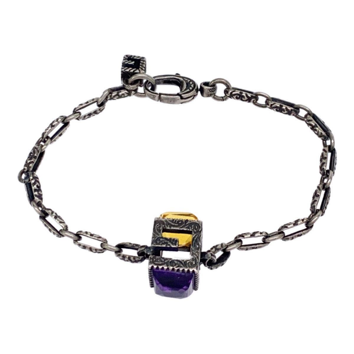 GUCCI グッチ ブレスレット Gキューブ シルバー カラーストーン 550888 