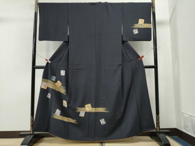 平和屋着物●訪問着 駒刺繍 破れ色紙飛鶴松梅文 金彩 正絹 CAAS7226yc