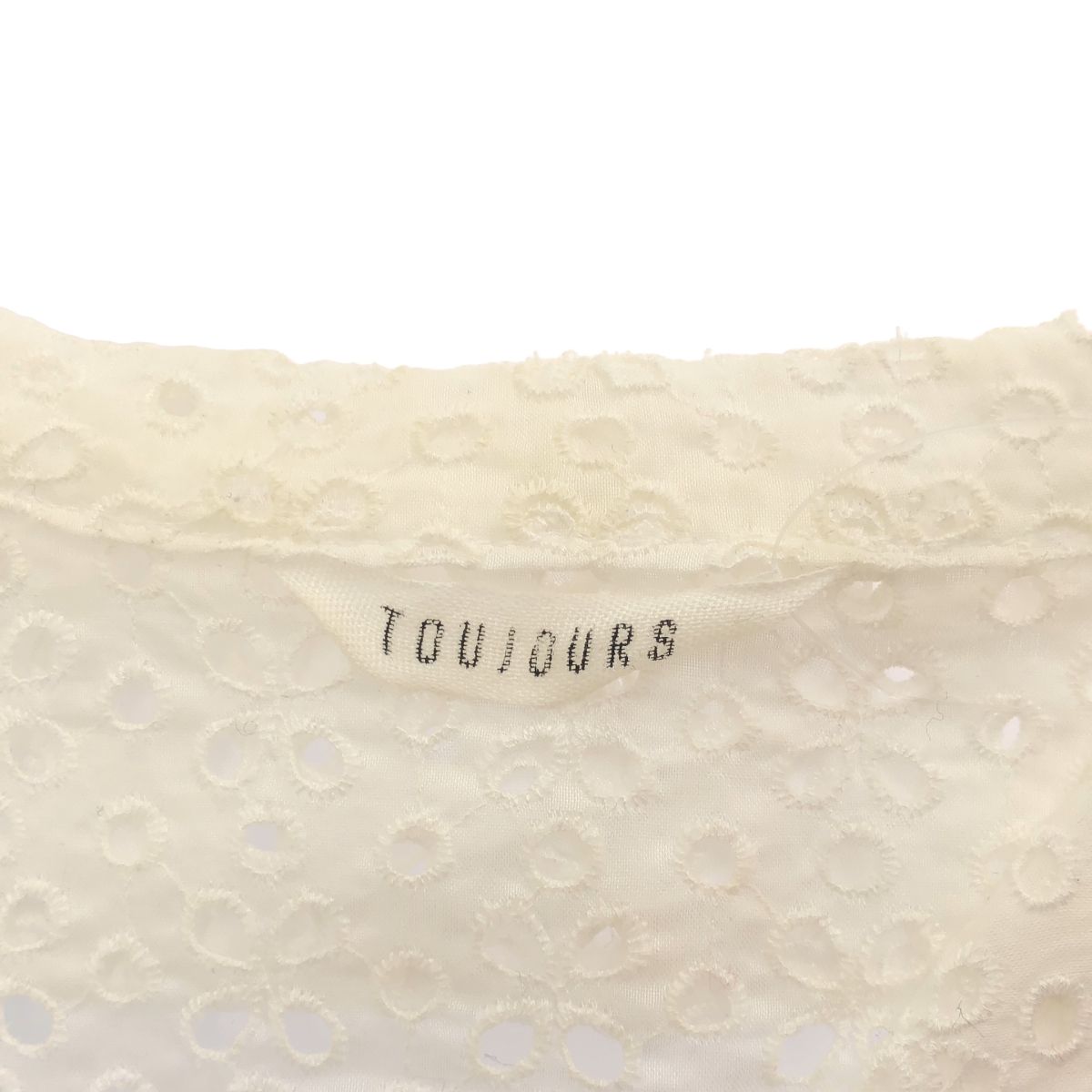 TOUJOURS トゥジュー カットワークレースブラウスシャツ ホワイト F 