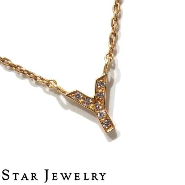 ★STAR JEWELRY INITIAL NECKLACE K18 ゴールド ダイヤモンド イニシャル 「Y」 ネックレス スタージュエリー★