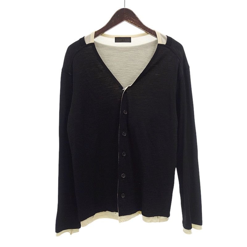 ワイズ/YS 07AW レイヤード デザイン ウール カーディガン ブラック  サイズ メンズ3