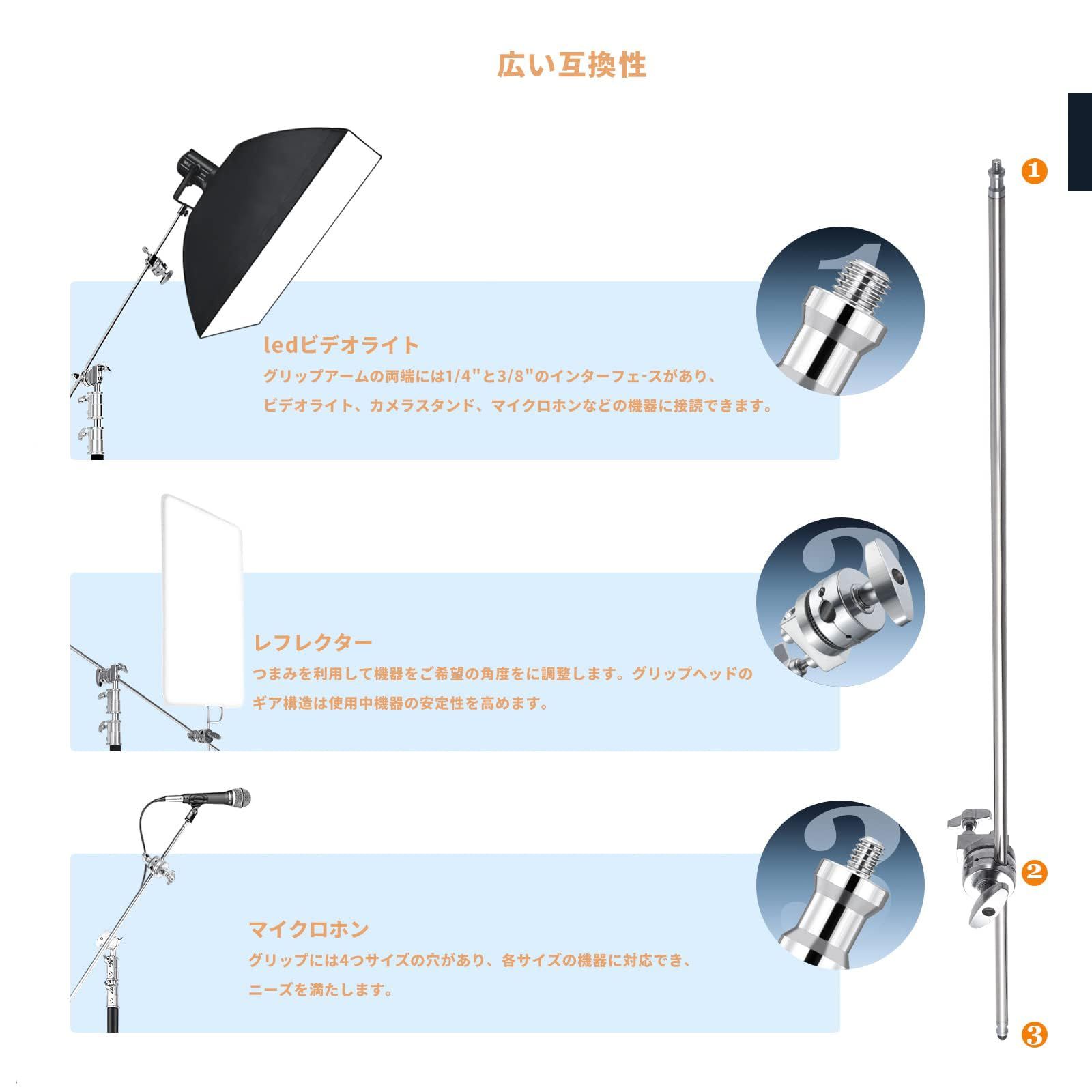 2個のグリップヘッド付き グリップアーム