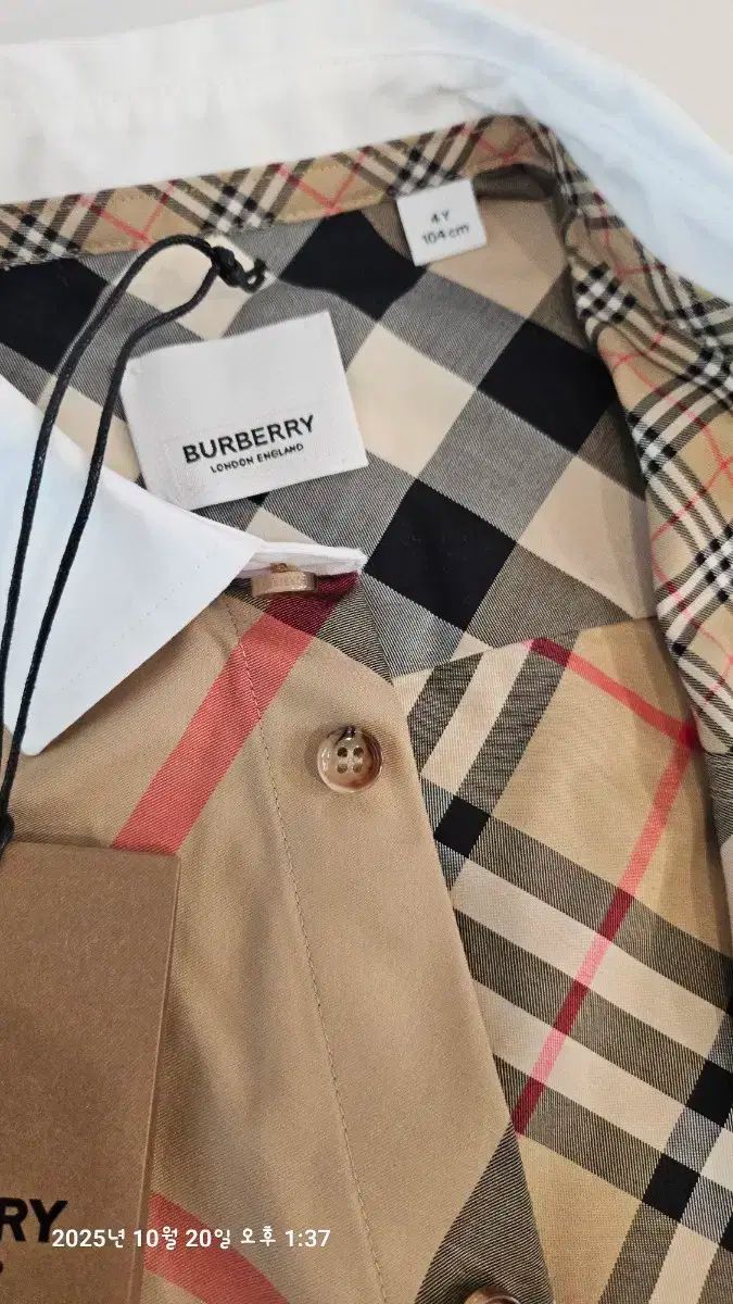  バーバリーキッズ パッチワーク チェックシャツ 4 Y その他 トップス