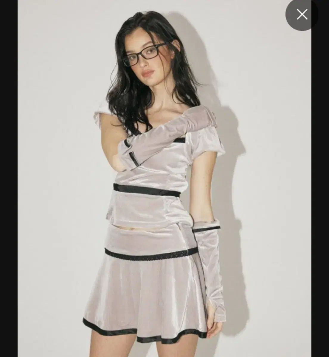 threetimes スリータイムズ ベルベットパフスリーブ ＋ スカート ウォーマーセット