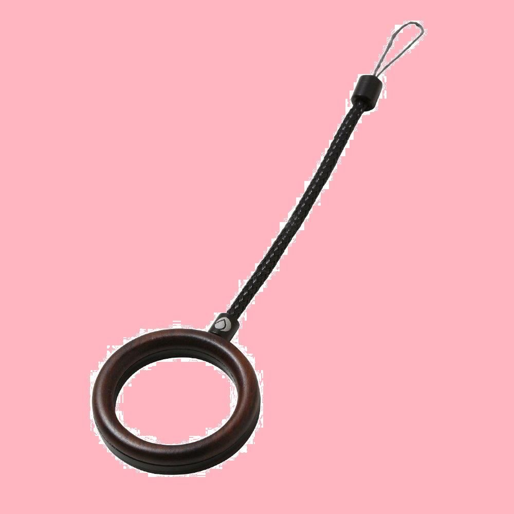 Deff ディーフ Finger Ring Strap 天然木タイプ エボニー/ブラック