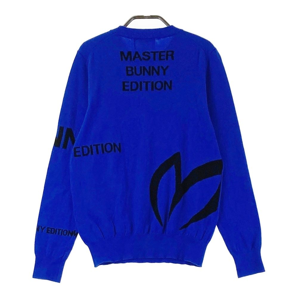 サイズ：1 MASTER BUNNY EDITION マスターバニーエディション  ウール混 ニットセーター ロゴ ブルー系 [240101480615] ゴルフウェア レディース ストスト MASTER BUNNY EDITION マスターバニーエディション ウール混