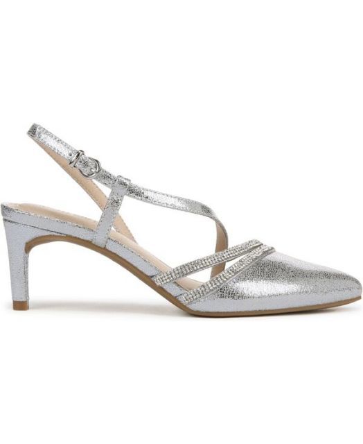 送料無料 ライフストライド レディース パンプス シューズ Women s Arlo 2 Pointed Toe Slingback Pumps Silver Faux Leather