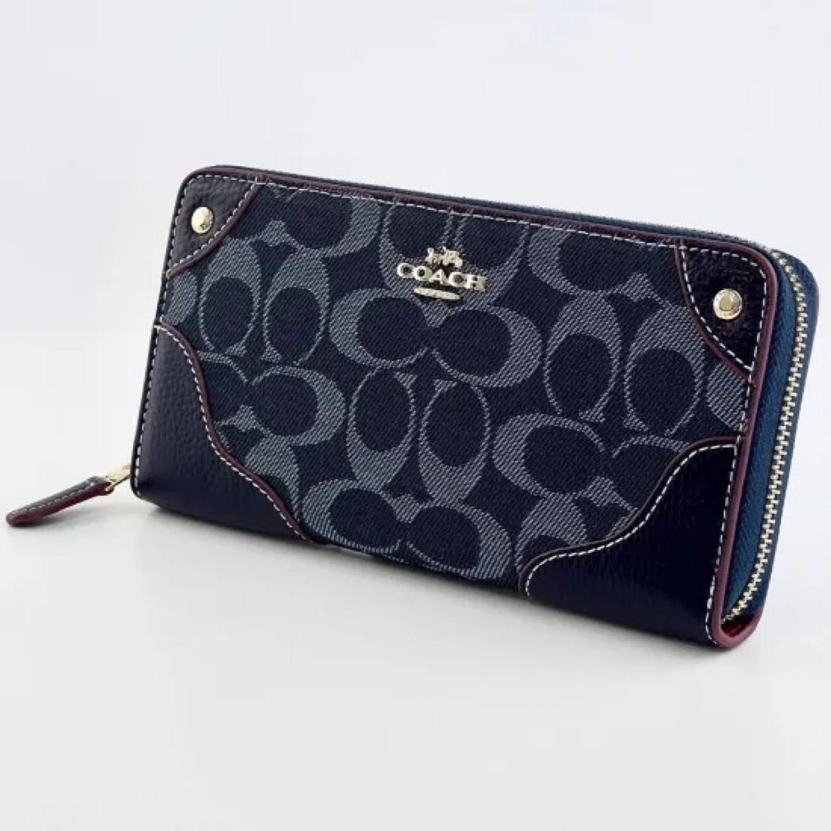 新品 COACH コーチ 長財布 ネイビー ホワイト ツートン - メルカリ