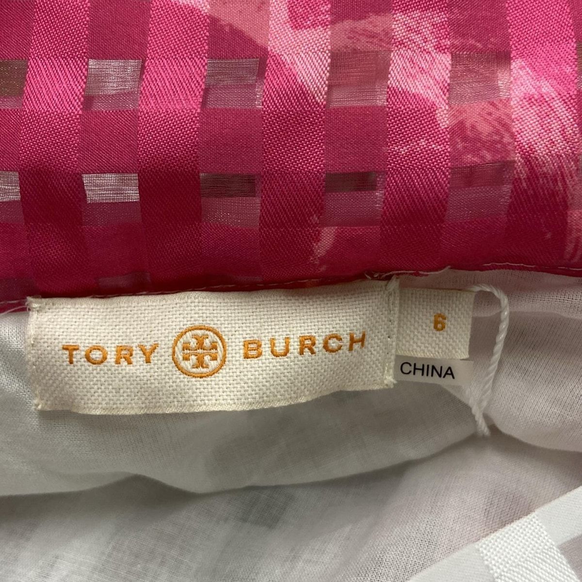 TORY BURCH トリーバーチ ロングスカート サイズ6 M レディース - 白×ピンク×グリーン マキシ丈 チェック柄 花柄 SIROKUMA-CORPORATION_COM