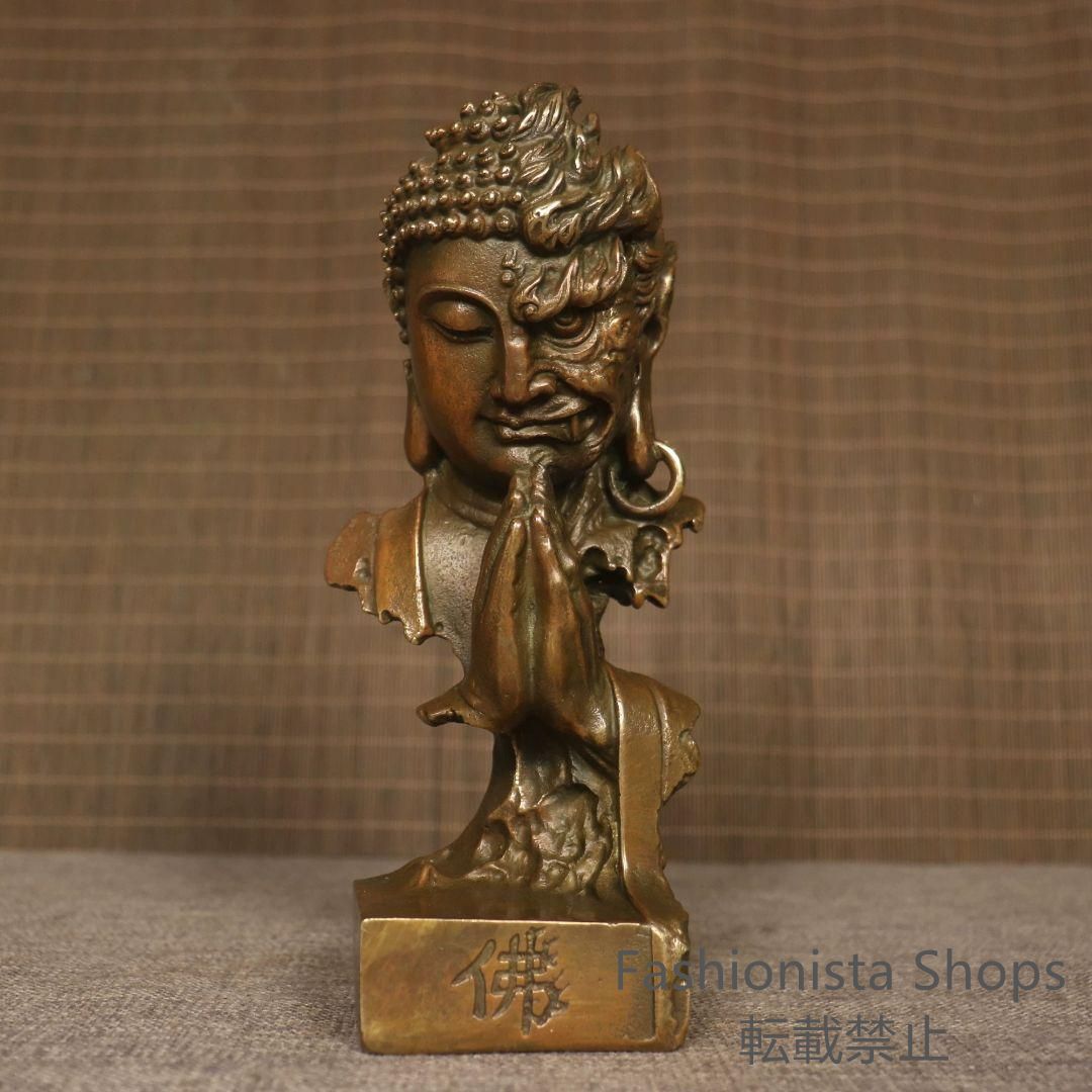 銅製 釈迦如来仏仏像 事務デスクトップ机 茶室 茶寵 置物 装飾品 工芸品ml330cp22