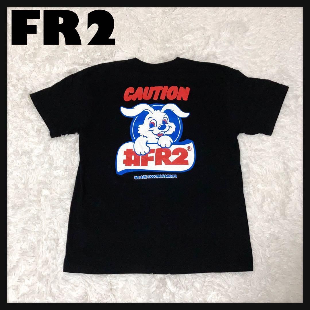 【美品】FR2 Tシャツ ビッグロゴ 兎 CAUTION 人気Lサイズ 黒. 美品】FR2 Tシャツ ビッグロゴ 兎 CAUTION 人気Lサイズ 黒